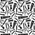 Seamless pattern with barbershop items.